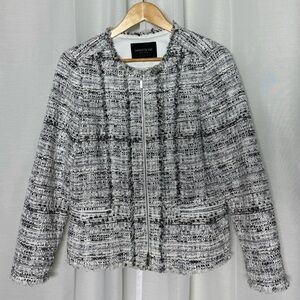 $898 LAFAYETTE 148 NOELLE TWEED ZIP UP JACKET
